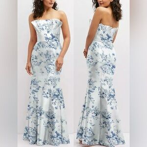 NEW Alfred Sung Floral Ruffle Strapless Trumpet Gown sz 6